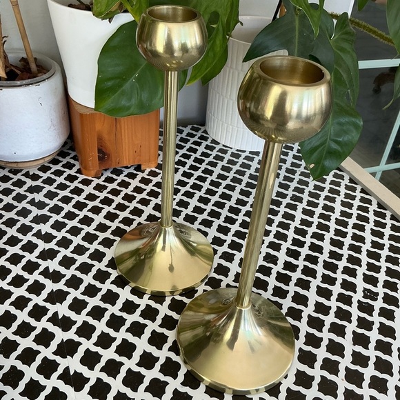 Threshold 11’ Brass Gold Tone Candle Holder Chalice Cup MCM Style - Picture 11 of 11